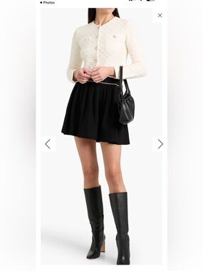 MAJE
Crystal-embellished pleated wool-blend mini skirt